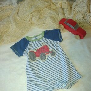 Mud Pie Blue and Green Striped Romper